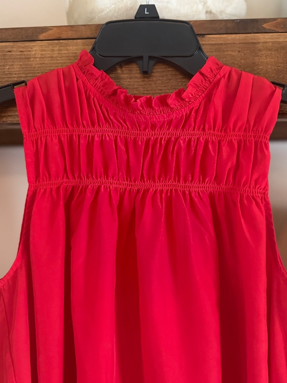 Joie Ruffle Neck Sleeveless Top - Cayenne Red - Small - Picture 5 of 5